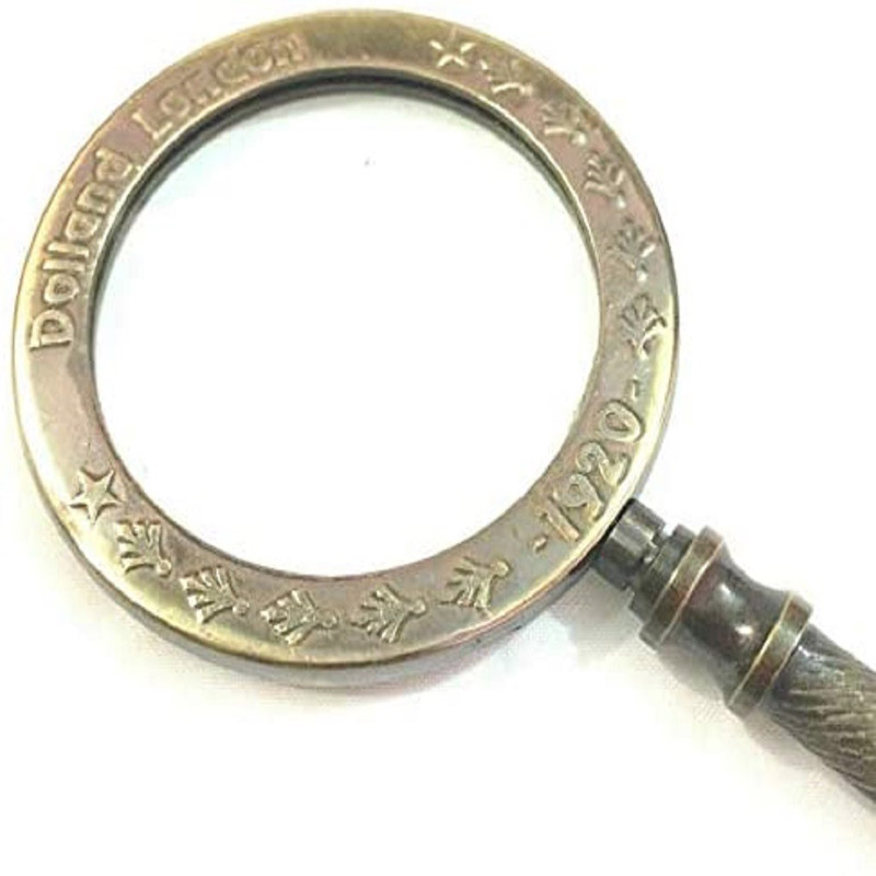 Antique Vintage Handmade Nautical Brass Magnifying Glass Magnifier Tabletop/Desktop Accessories with Leather case Collectible Good Gift Item, GS-067