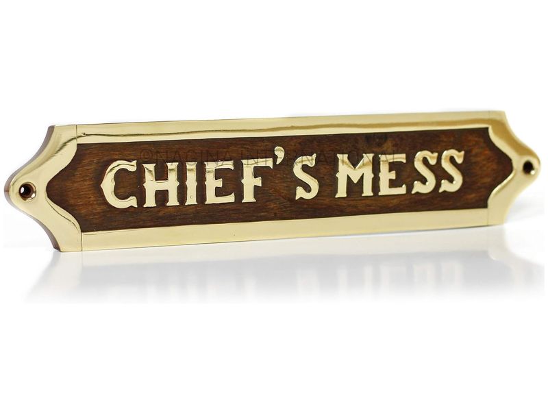 Chiefs Mess Brass Door Sign | Nautical Maritime Plaque for Ships & Boats | Vintage Solid Brass Wall Sign | Handmade Naval Decorative Plaque | Coastal Home & Office Decor Gift