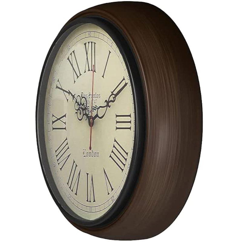  Wooden Wall Clock Antique Style Art Unique Decorative, Brown, 12 inch