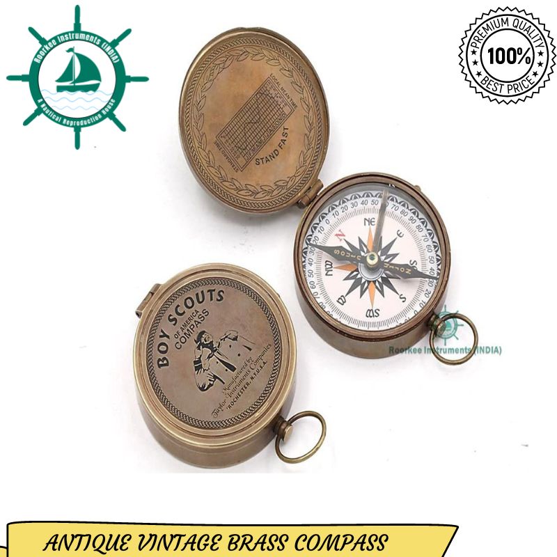 Antique Nautical Vintage Directional Magnetic Compass with Famous Scripture Quote Engraved Baptism Gifts with Leather Case or Wooden Case for Loved Ones, Son, Father, Love, Partner, Spouse, Fiancé.