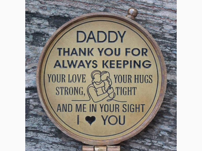 Daddy Thank You Compass – Engraved Brass Compass with Case, Father’s Day Gift, Personalized Gift for Dad from Daughter or Son, I Love You Keepsake Compass