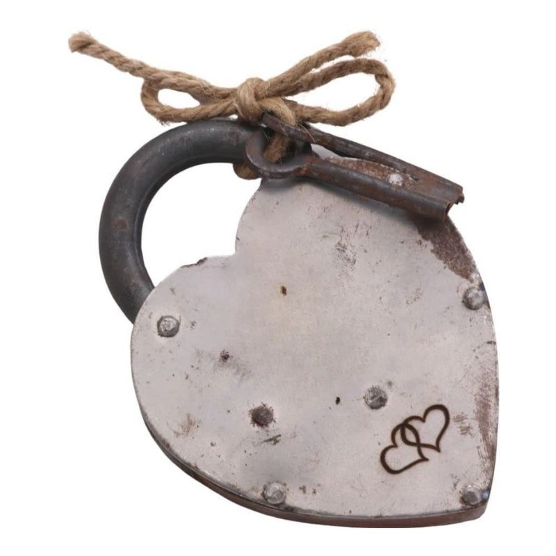 Handmade 4 inch White Heart Shape Iron Lock