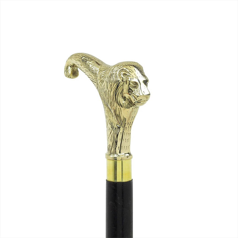  Brass Walking Stick Solid Vintage Designer Lion Head Wooden Cane Antique Style