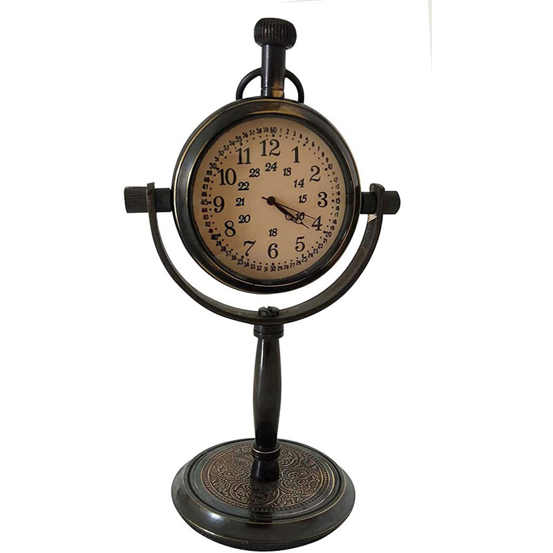 Desk Clock Table Clock with Maritime Vintage Brass Compass Antique Victoria London Nautical Brass Antique Table Clock