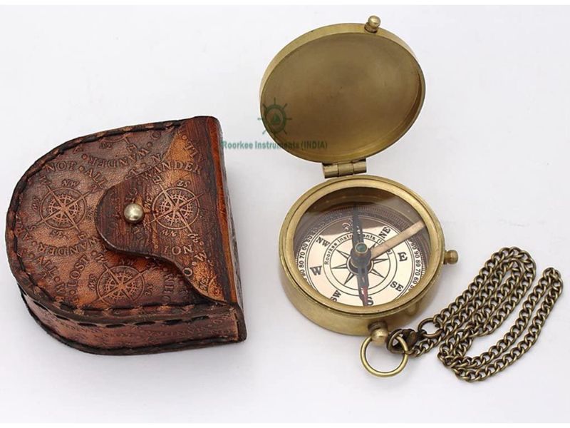 May Your Faith Always Guide You Engraved Brass Compass with Leather Box | Christian Gift for Men, Boys, Baptism, Confirmation, First Communion, Religious Inspirational Gift