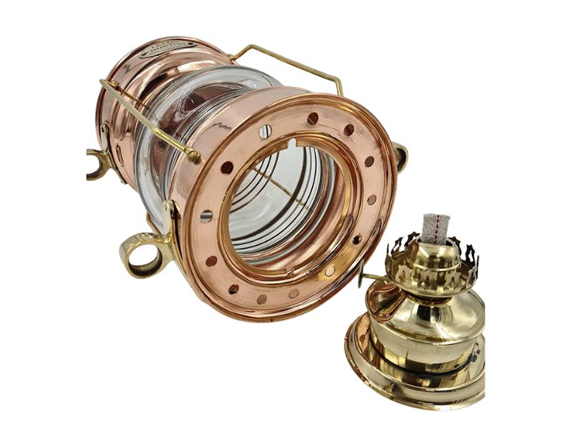 Antique Copper Hanging Maritime Ship Lantern Kerosene Oil Lamp Leeds Burton Nautical Camping Ship Lantern Brass Oil Lamp