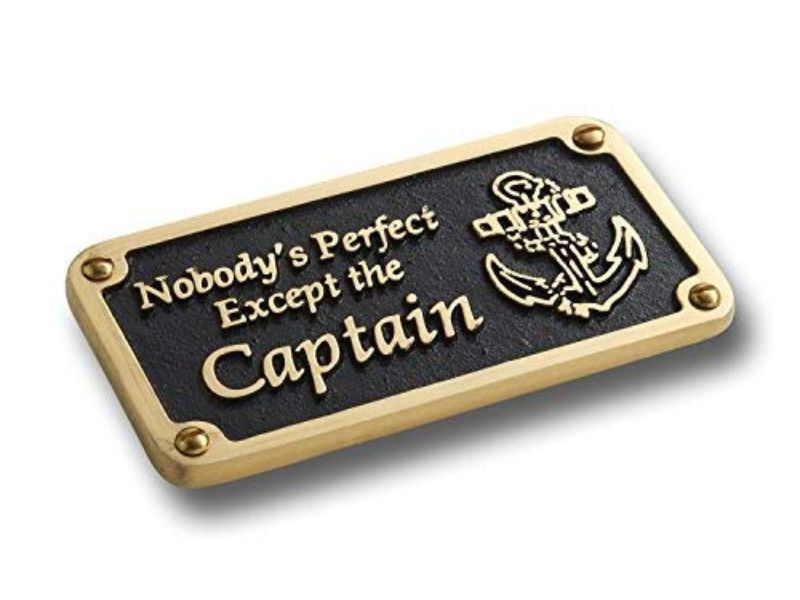 Nautical Brass Wall Plaque – “Nobody’s Perfect” Boating Sign for Sailors – Vintage Maritime Home Décor, Captain’s Cabin Gift – Funny Brass Nautical Sign – Birthday Present for Him or Dad