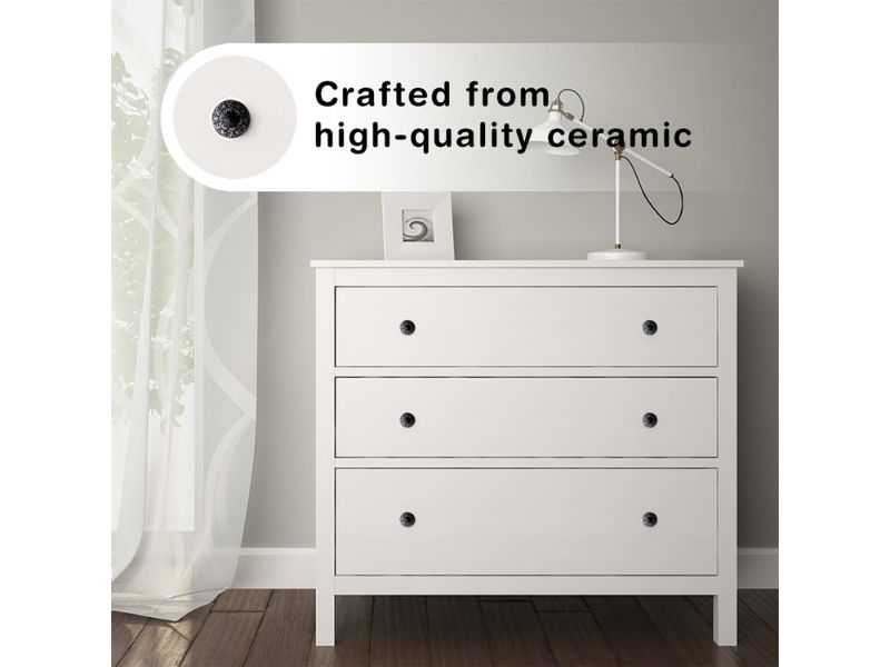 Handmade Spade Black & White Ceramic Knobs Set of 6 – Vintage Decorative Drawer Pulls for Kitchen Cabinets, Dressers & Cupboards | Modern Boho Furniture Handles & Wardrobe Door Knobs