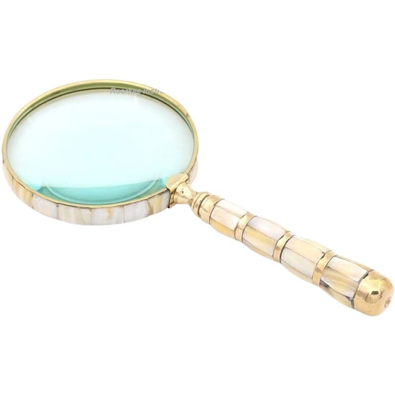  Magnifying Glass with Mother of Pearl Handle, Handheld 10x Magnifying Glass Lens, Antique Magnifier, Reading, Inspection, Astrologer, Low Sight Elderly Collectible Décor Gift 4 Inches