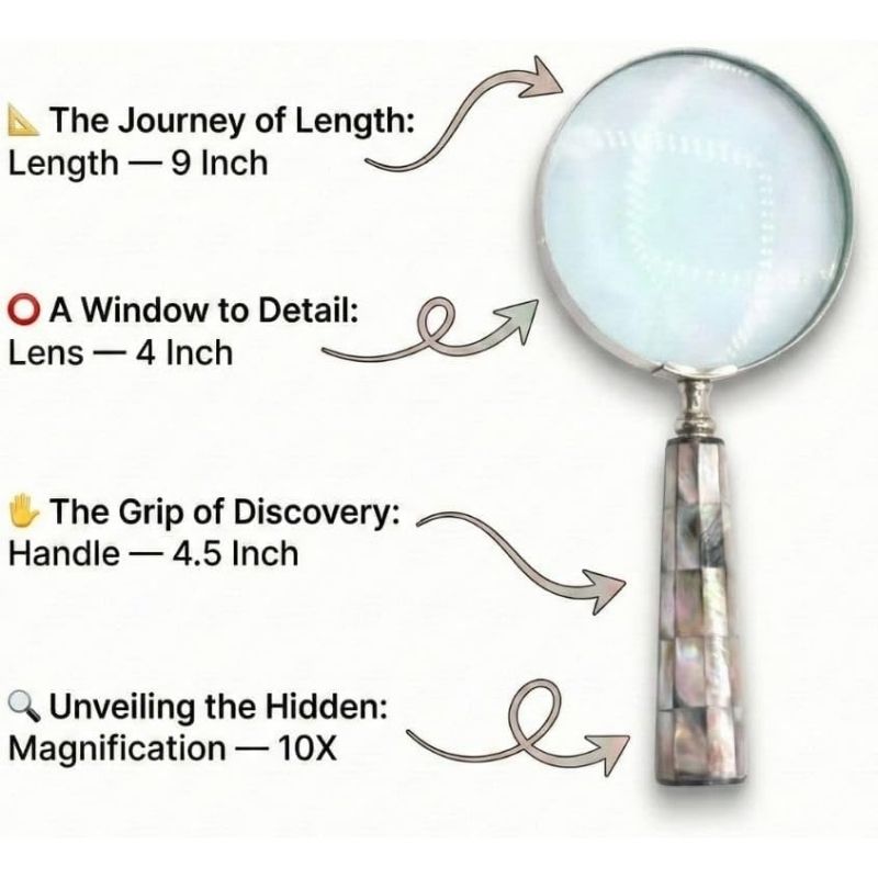  Magnifying Glass with Mother of Pearl Handle, Handheld 10x Magnifying Glass Lens, Antique Magnifier, Reading, Inspection, Coin &amp;amp;amp; Stamp, Astrologer, Low Sight Elderly Collectible Décor Gift 4