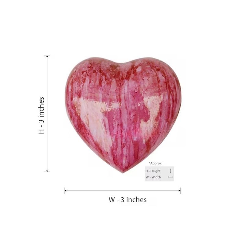 Marble finish, Brass made pink Heart Keepsake Cremation Urn for human ashes