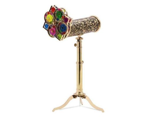 Large Floral Brass Parlor Kaleidoscope with Dual Mirror Systems & Tripod Stand – Limited Edition Collectible, Unique Handmade Gift for Weddings, Christmas & Special Occasions
