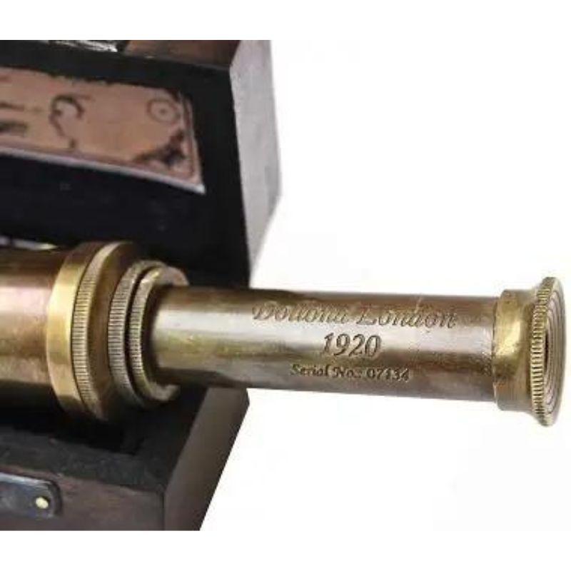 Nautical Vintage Maritime Brass Telescope Dollond London 1920 Antique with Wooden Box Spyglass