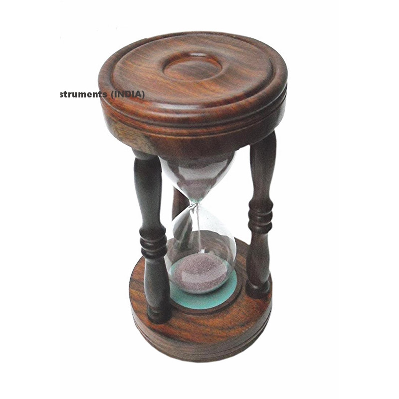 Sand Timer Hour Glass Shesham Wood 15 Minutes (Brown Sand)