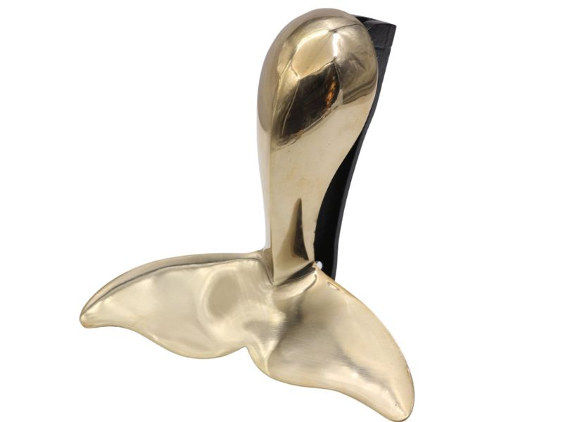 Solid Brass Humpback Whale Tail Door Knocker – Nautical Marine Décor for Front Door, Coastal Beach House Hardware, Handcrafted Vintage Whale Tail Design, Polished Brass Finish, Easy Mounting
