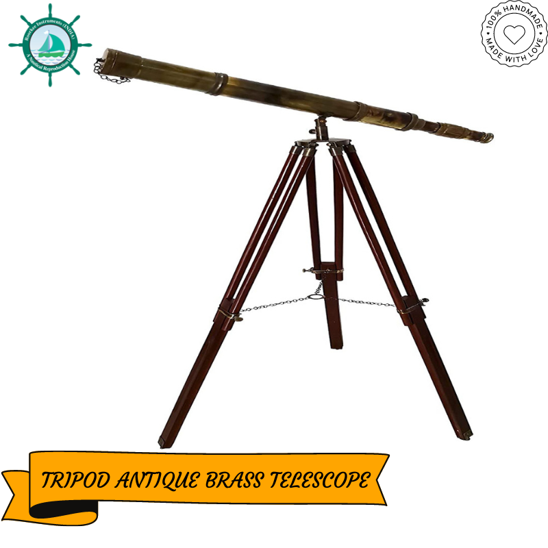 Antique Floor Standing 52&amp;quot; Brass Telescope Harbor Master Griffith Astro Nautical Spyglass