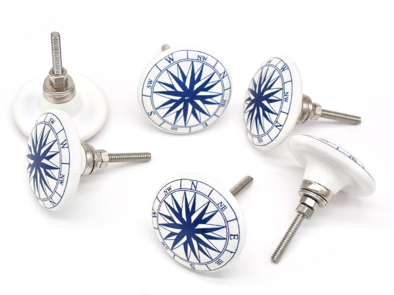 Blue Floral Drawer Knobs – Vintage Roses & Vines Fabric Pulls for Dresser, Nursery & Kitchen Cabinets – Handmade Decorative Nature-Inspired Furniture Handles (Set of 6, Large Size)