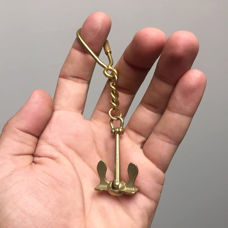 Ship Anchor Brass,Metal Key Chain,Beautiful Key- Brass Anchor with Hand Cuff