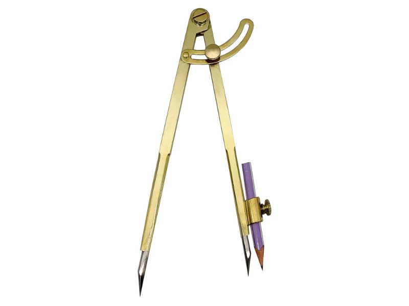 8-Inch Brass Pencil Marking Compass with Leather Cover – Heavy-Duty Scriber and Divider for Woodworking, Metalwork, Drafting & Map Plotting – Precision Wing Compass for Drawing Circles & Layout Marking