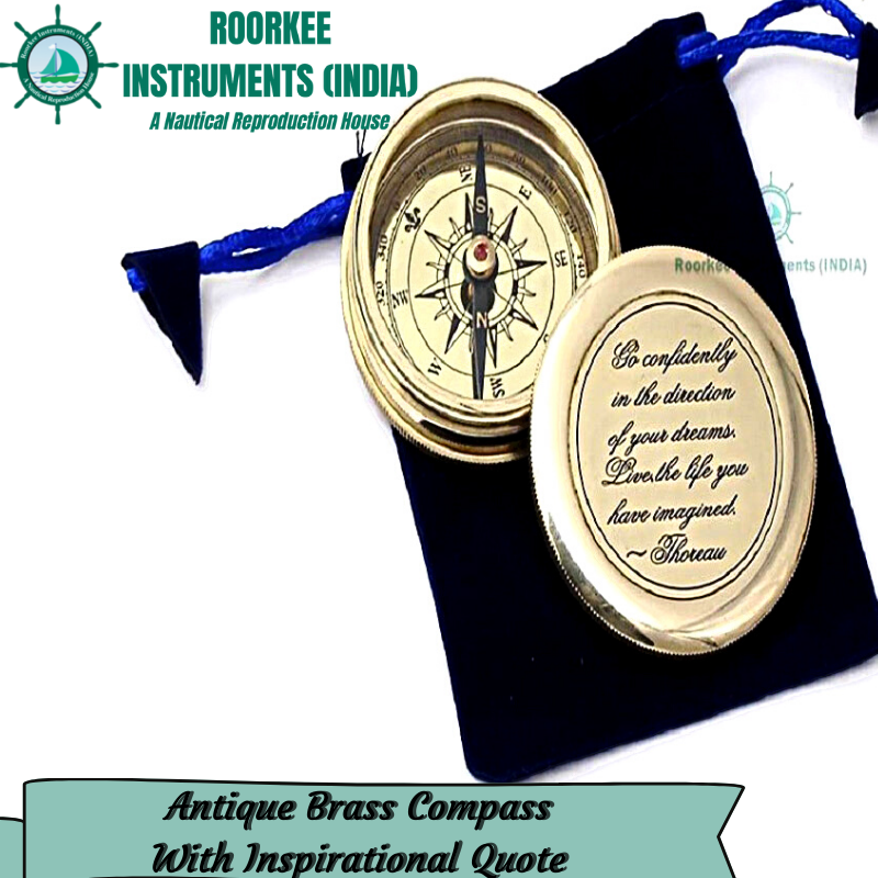 Go Confidently in The Direction of Your Dreams Thoreau Quote Compass W/Case