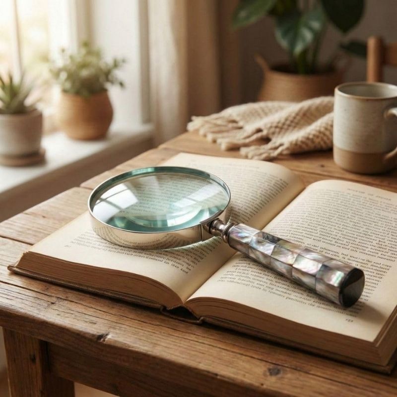  Magnifying Glass with Mother of Pearl Handle, Handheld 10x Magnifying Glass Lens, Antique Magnifier, Reading, Inspection, Coin &amp;amp;amp; Stamp, Astrologer, Low Sight Elderly Collectible Décor Gift 4