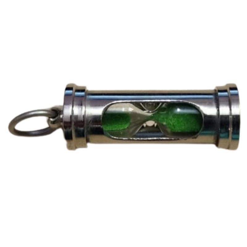  Handmade Brass Nickel Finish Green Sand Key Chain