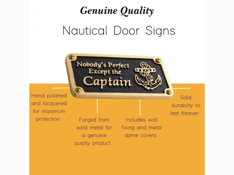 Nautical Brass Wall Plaque – “Nobody’s Perfect” Boating Sign for Sailors – Vintage Maritime Home Décor, Captain’s Cabin Gift – Funny Brass Nautical Sign – Birthday Present for Him or Dad