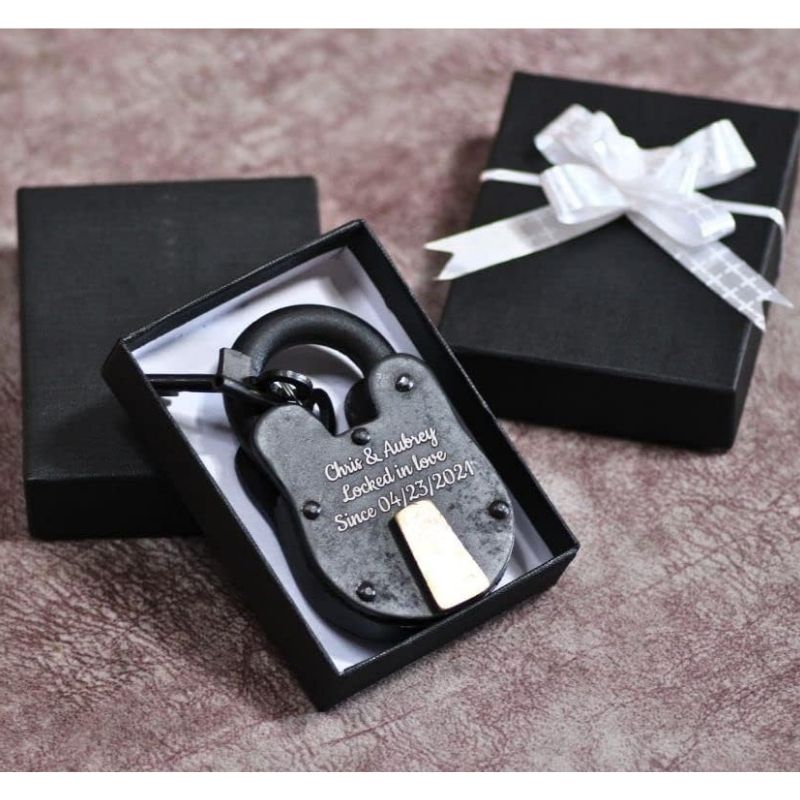Handmade Brass Rivet Regular Lock 2 inch lever 3.5 inch Black Iron Lock