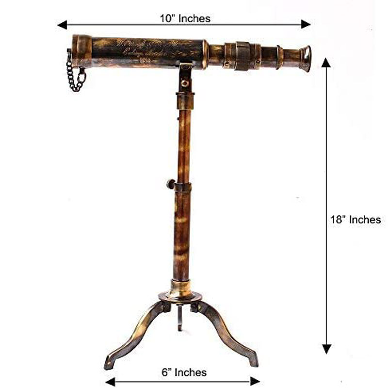 Nautical Telescope W. Ottway London 1915 Vintage Stand, 10 by 18 inch, Brass Antique