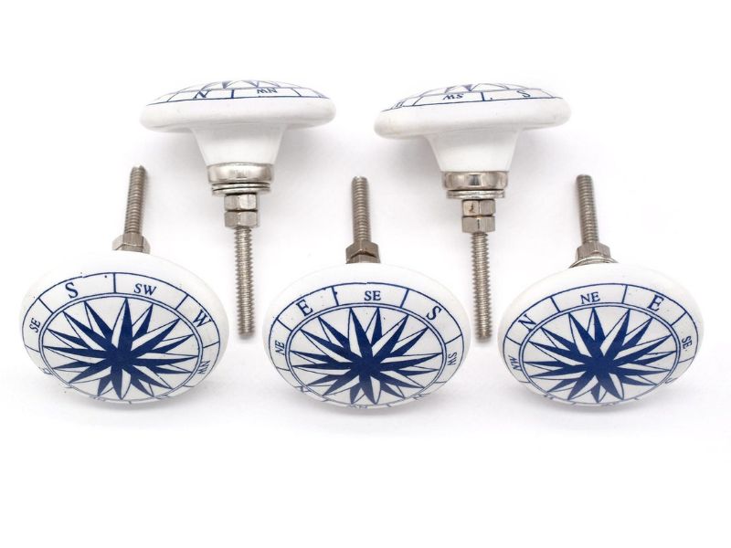 Blue Floral Drawer Knobs – Vintage Roses & Vines Fabric Pulls for Dresser, Nursery & Kitchen Cabinets – Handmade Decorative Nature-Inspired Furniture Handles (Set of 6, Large Size)