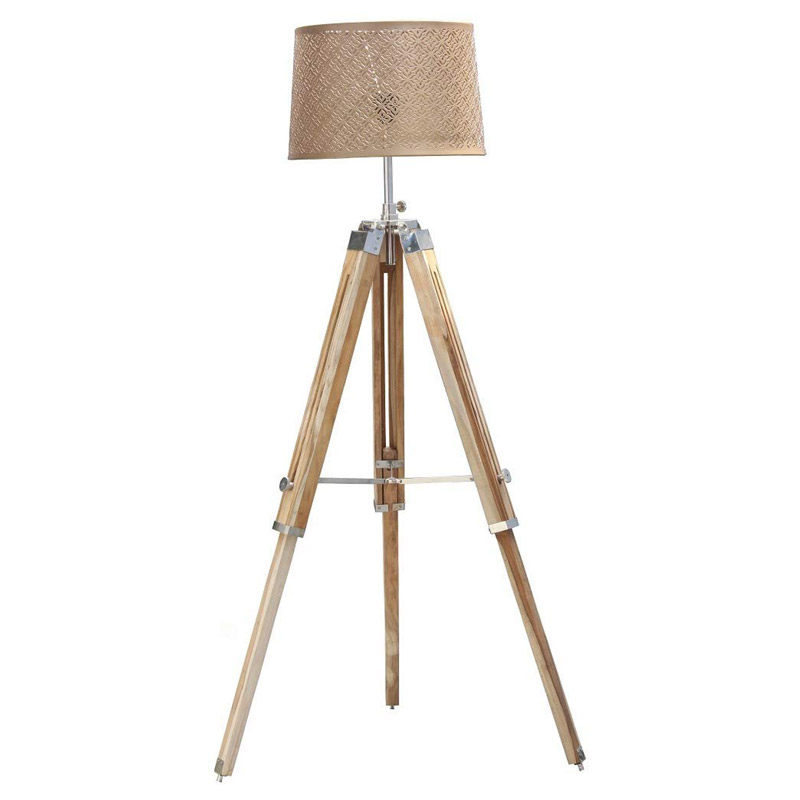 Wood Tripod Floor Lamp Nautical Floor Home Décor Lamp with Shade & Bulb