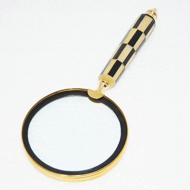 Handheld Magnifying Glass Lens Antique Brass Magnifier Tabletop Accessories for Office Desks and Study Table