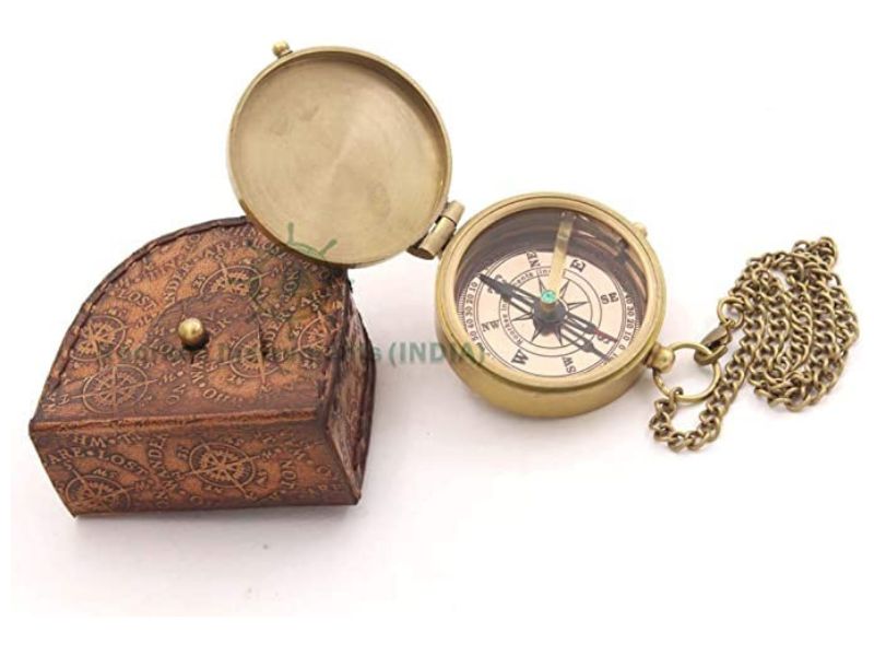 So You Can Always Find Your Way Back Home – Solid Brass Engraved Compass with Leather Case | Vintage Pocket Compass Gift for Boyfriend, Husband, Traveler, Anniversary, Graduation