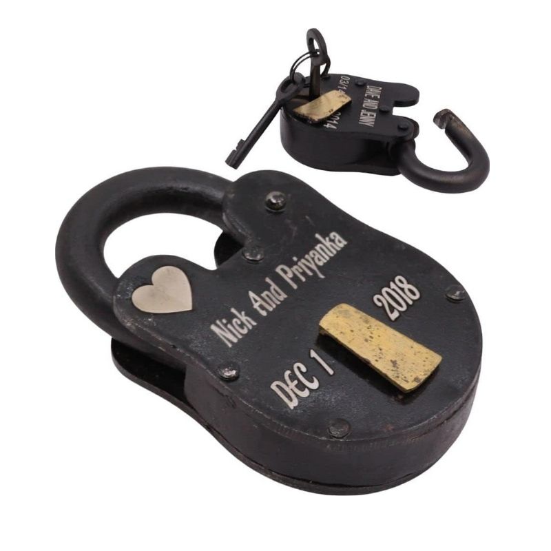 Handmade Brass Rivet Regular Lock 2 inch lever 3.5 inch Black Iron Lock