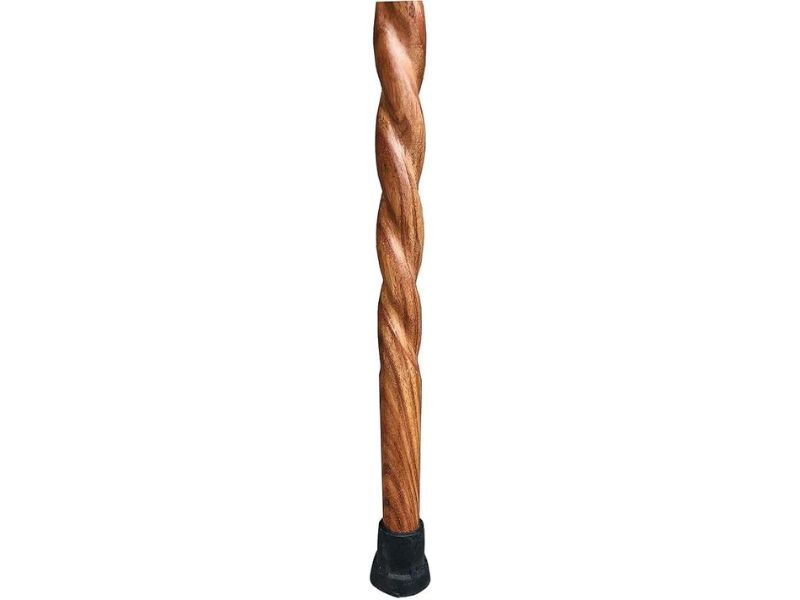 Brass Handle Walking Cane for Men & Women – Twisted Wooden Stick 37 Inch | Handmade Vintage Walking Stick for Seniors, Gentlemen Gift, Classic Walking Aid with Rubber Tip