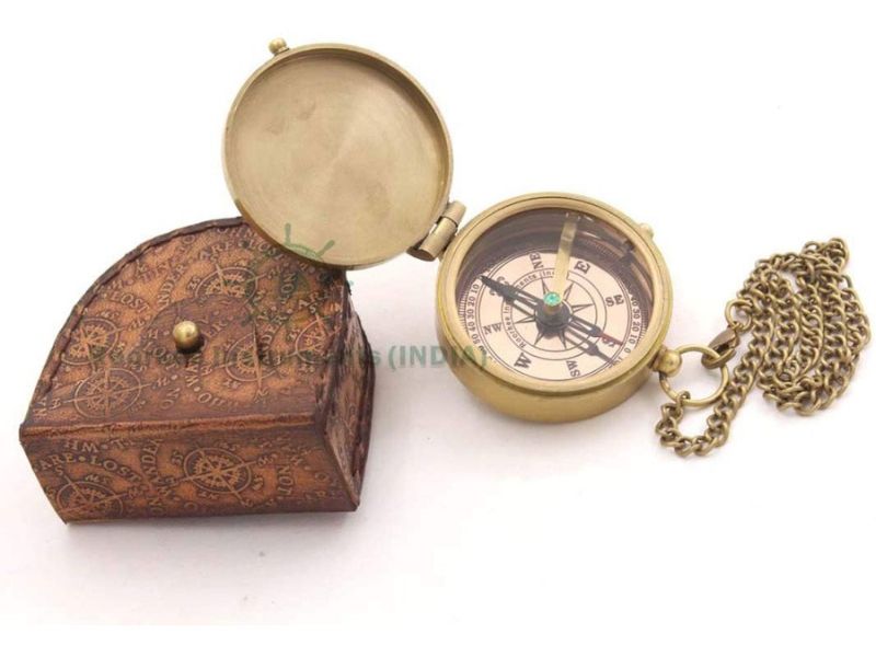For Our Adventures Together Compass with Leather Case – Engraved Brass Nautical Compass for Couples, Wedding Anniversary, or Valentine’s Gift – Adventure Keepsake for Him & Her, Vintage Pocket Compass