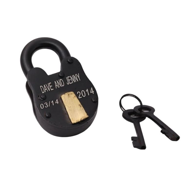 Handmade Brass Rivet Regular Lock 2 inch lever 3.5 inch Black Iron Lock
