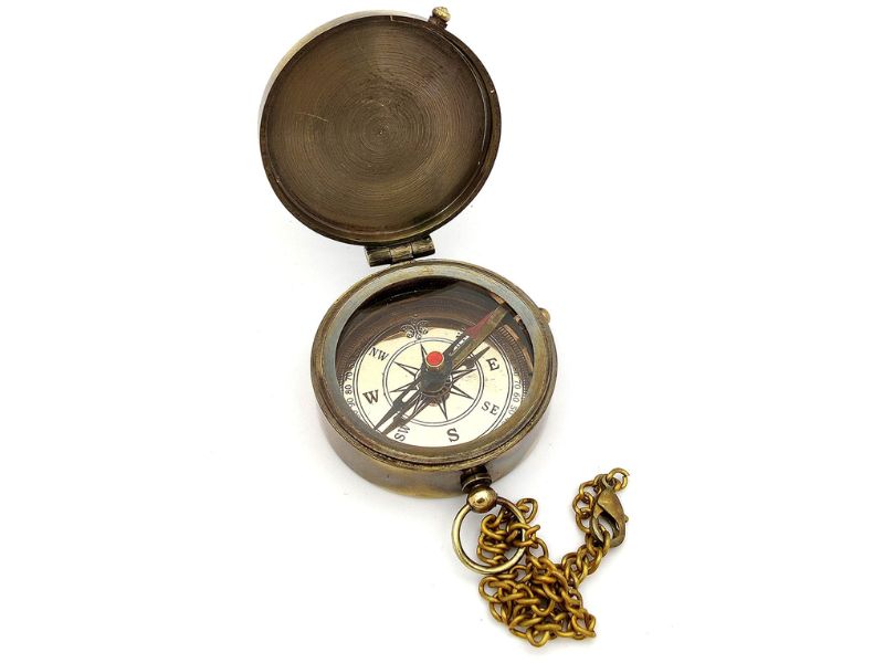 Brass Compass with Cross & “May Your Faith Always Guide You” Engraved | Christian Keepsake Compass with Display Stand | Baptism, Confirmation, Missionary & Birthday Gift for Men & Women