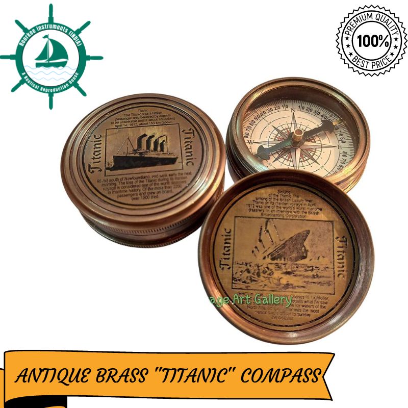 Antique Brass Titanic Compass Collectible Gift