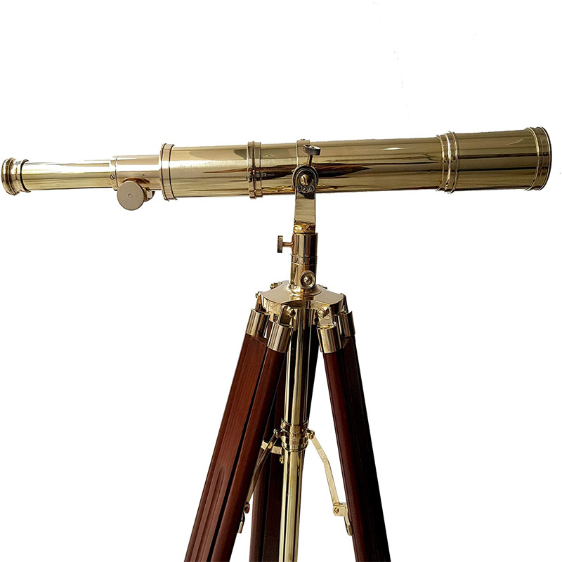 Retro Brass Telescope New Handmade Design Handicrafted Royal Vintage Telescope with Brown Tripod Solid Wood