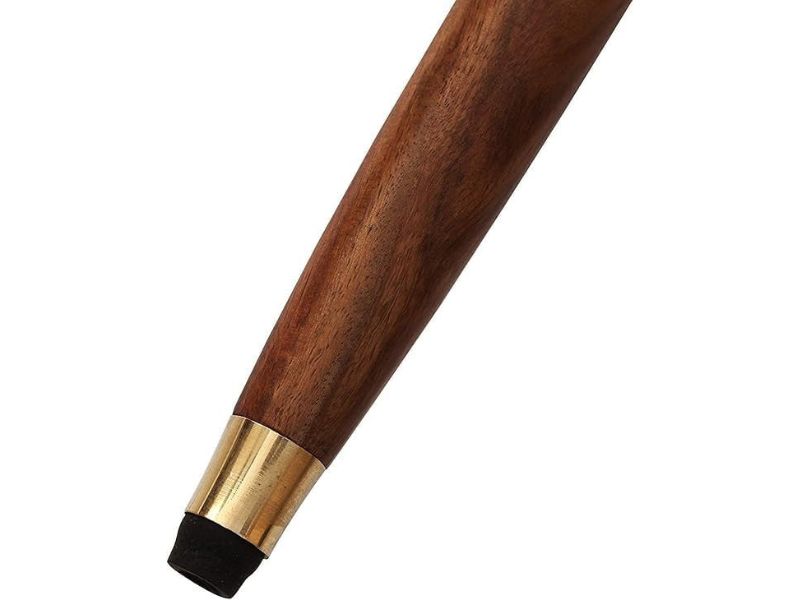 Vintage Brass Dog Head Handle Wooden Walking Cane – Antique Style Walking Stick for Men & Women, Collectible Gift, Handmade Brown Wood Shaft, 37 Inch Decorative Walking Stick