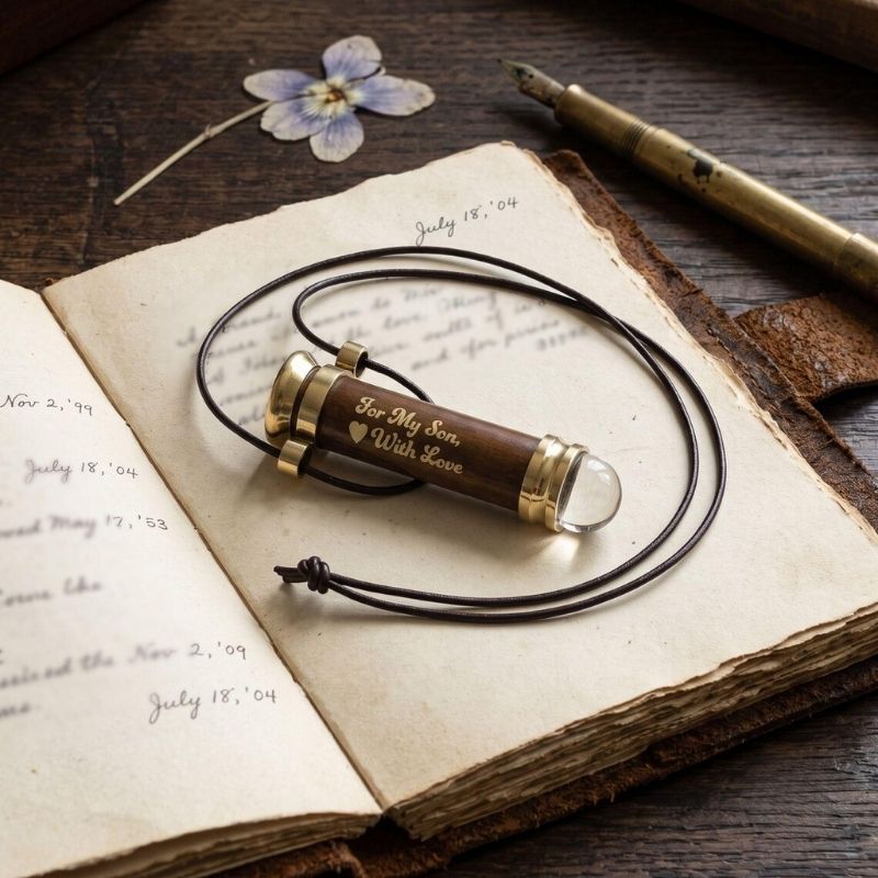 Handcrafted Brass Teleidoscope Pendant Necklace – Vintage Optical Art Jewelry