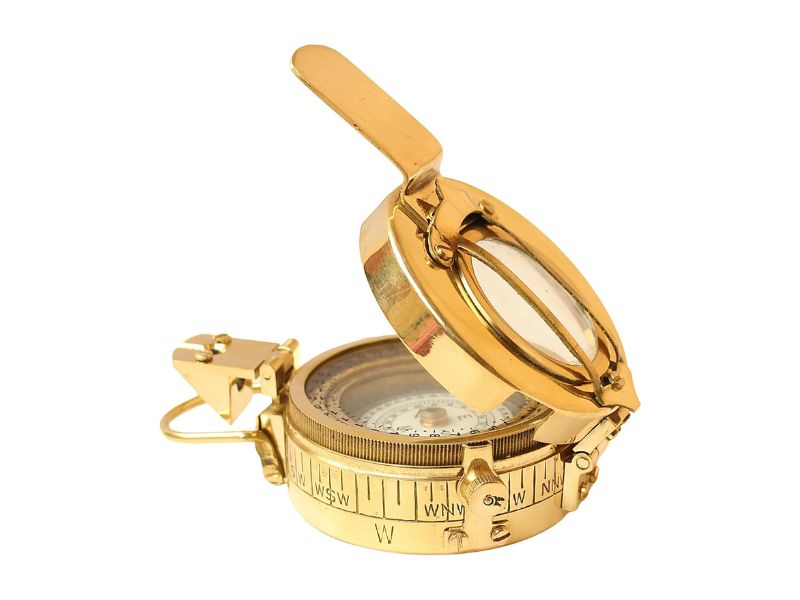 Marine Brass Vintage Pocket Compass | Handmade Nautical Maritime Ship Navigation Instrument | Antique Sailor Compass for Gifts, Education & Home Decor