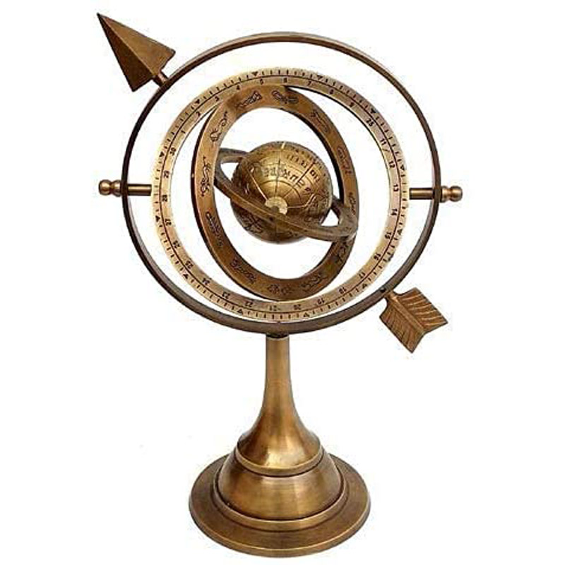 Vintage Star Antique Brass Armillary Sphere with Sundial Arrow Nautical  Maritime Astrolabe Engraved Globe