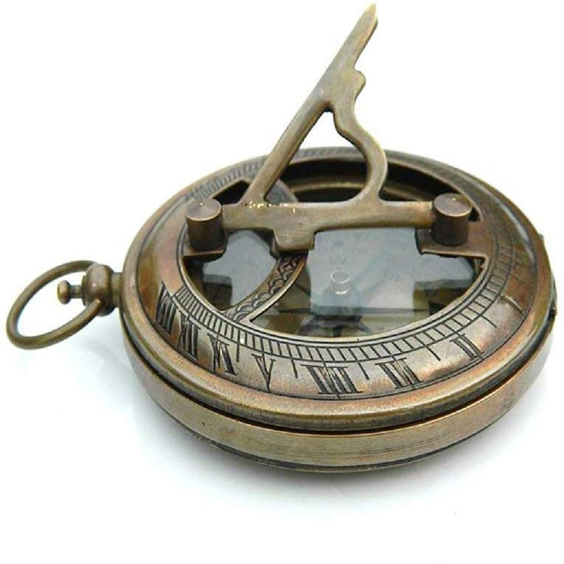 VINTAGE BRASS MARINE STANLEY LONDON ANTIQUE STYLE SUNDIAL DIRECTION GIFT COMPASS 