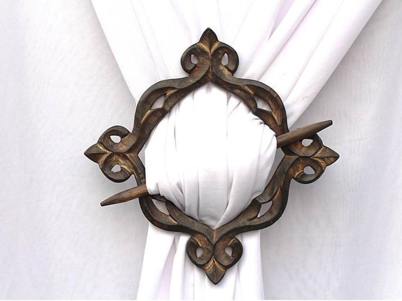 Beautiful Wooden Curtain Tiebacks | Handmade Antique Rustic Curtain Hooks | Decorative Window Drapery Holdbacks | Vintage Home Décor Accessories | Modern Boho Curtain Tie for Living Room
