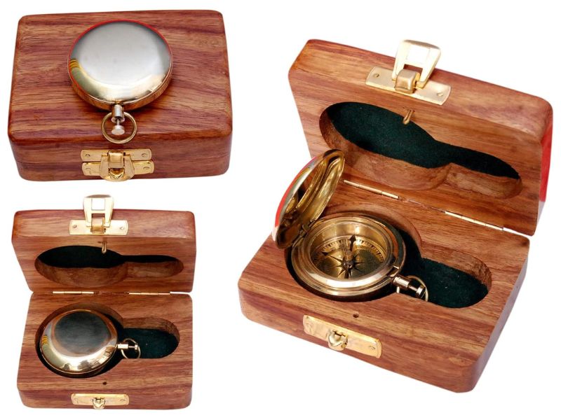 Handmade Brass Push Button Pocket Compass – Vintage Directional Compass for Men, Birthday Gift, Baptism Gift, Wedding Gift, Best Man Gift, Valentine’s Day Gift, Adventure Keepsake