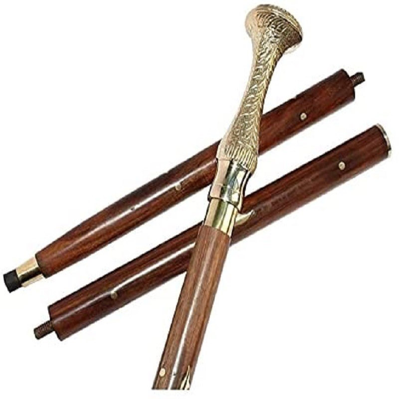 Vintage Nautical Solid Brass Handle Designer Wooden Walking Stick Cane Best Gift Item