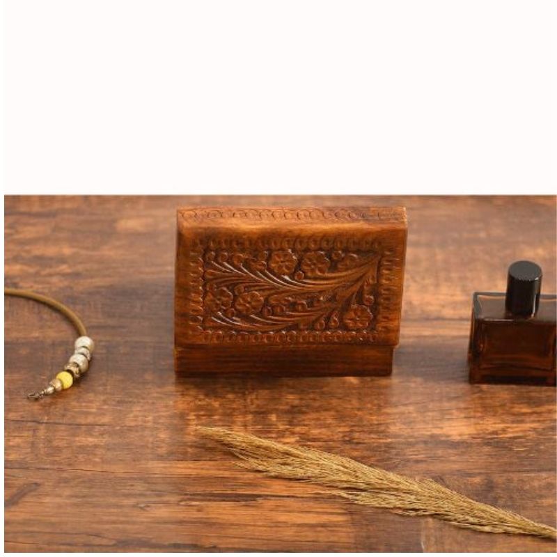 Small Wooden Trinket Box, Engraved Mini Keepsake Box Vintage Jewelry Organizer Box Wood, Jewelry Holder Case Gift for Girls