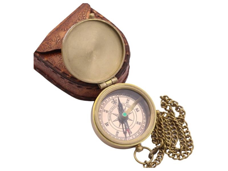 Trust in The Lord, Proverbs 3:5-6 | Solid Brass Engraved Compass with Leather Case | Christian Gifts for Men, Boys & Girls | Baptism, First Communion, Confirmation, Inspirational Faith Gift